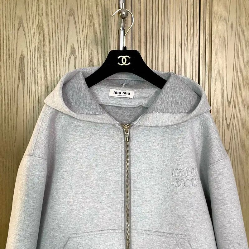 Miu Miu Miu Miu Grey Cotton Blend Printed Jacket 0089 Size S / US 4 / IT 40 - 3 Thumbnail