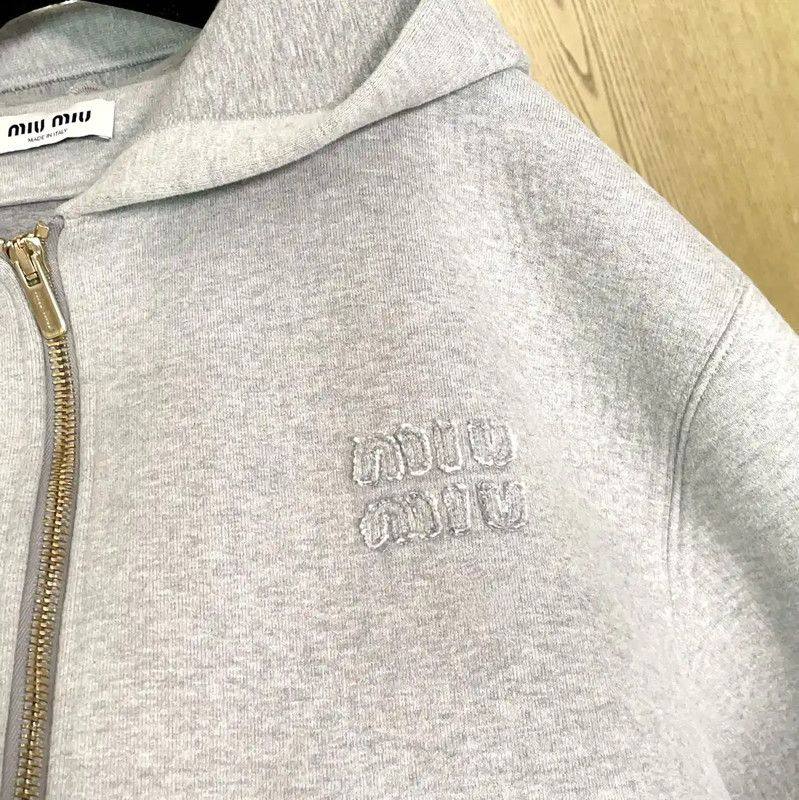 Miu Miu Miu Miu Grey Cotton Blend Printed Jacket 0089 Size S / US 4 / IT 40 - 6 Thumbnail
