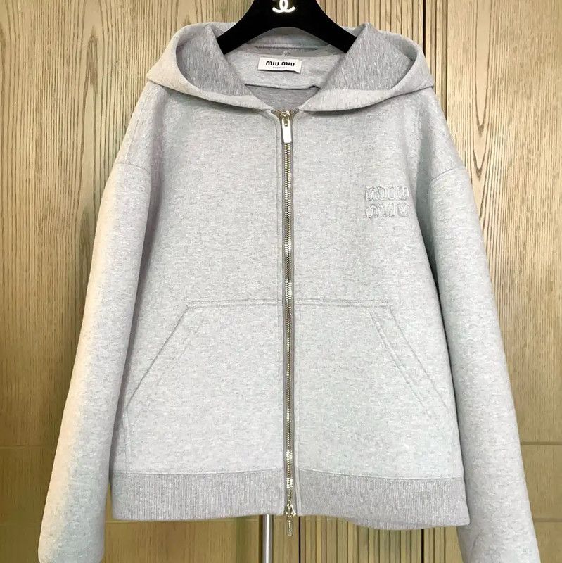 Miu Miu Miu Miu Grey Cotton Blend Printed Jacket 0089 Size S / US 4 / IT 40 - 4 Thumbnail