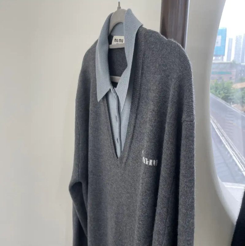 Miu Miu Miu Miu Colorblock Cashmere Blend Long Sleeve Sweater 0089 Size M / US 6-8 / IT 42-44 - 3 Thumbnail