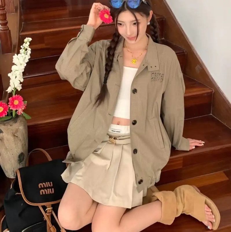Miu Miu Miu Miu Women's Brown Cotton Jacket 0089 Size XS / US 0-2 / IT 36-38 - 9 Thumbnail