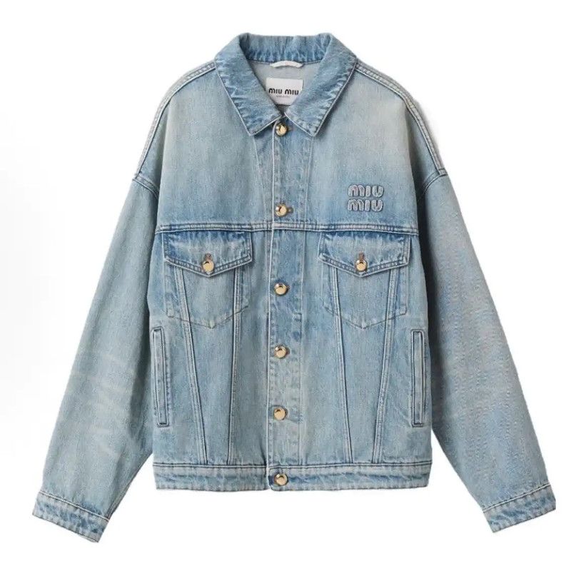 Miu Miu Miu Miu Light Blue Denim Jacket for Women 0089 Size XS / US 0-2 / IT 36-38 - 9 Thumbnail