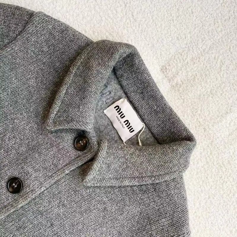 Miu Miu Miu Miu Gray Wool Women's Coat 0089 Size ONE SIZE - 3 Thumbnail