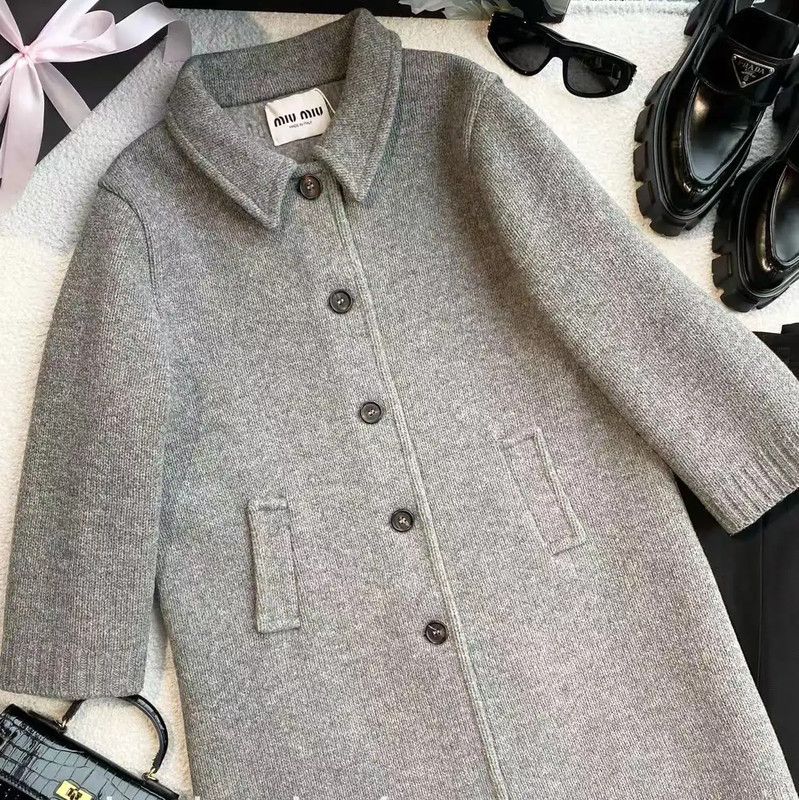 Miu Miu Miu Miu Gray Wool Women's Coat 0089 Size ONE SIZE - 4 Thumbnail