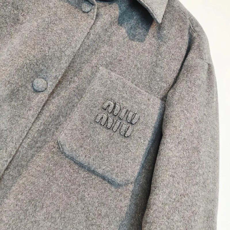 Miu Miu Miu Miu Gray Wool Long Sleeve Cardigan 0089 Size L / US 10 / IT 46 - 3 Thumbnail