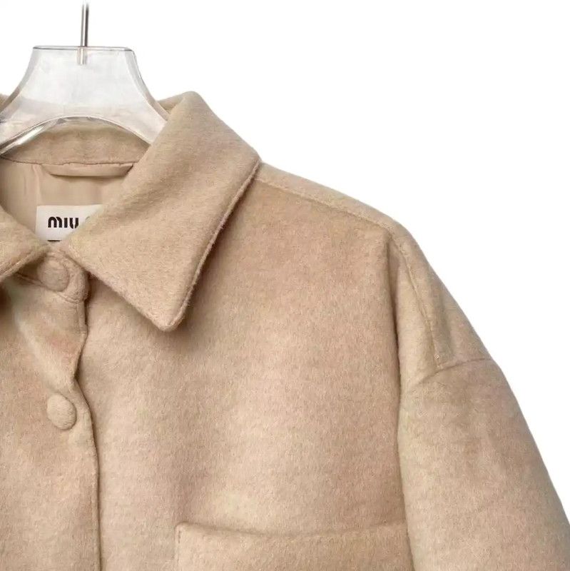 Miu Miu Miu Miu Women's Khaki Wool Down Jacket 0089 Size M / US 6-8 / IT 42-44 - 4 Thumbnail