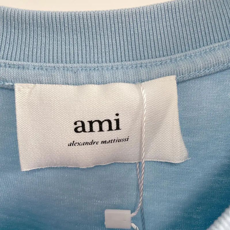 AMI AMI Summer Blue Cotton Graphic T-Shirt 0089 Size M / US 6-8 / IT 42-44 - 6 Thumbnail