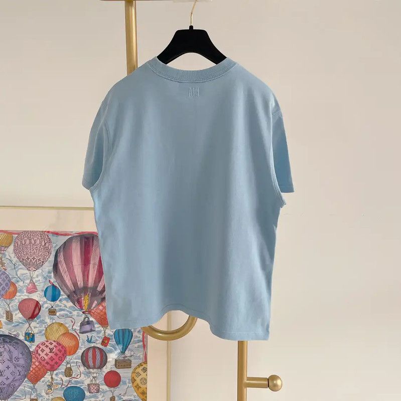 AMI AMI Summer Blue Cotton Graphic T-Shirt 0089 Size M / US 6-8 / IT 42-44 - 2 Thumbnail