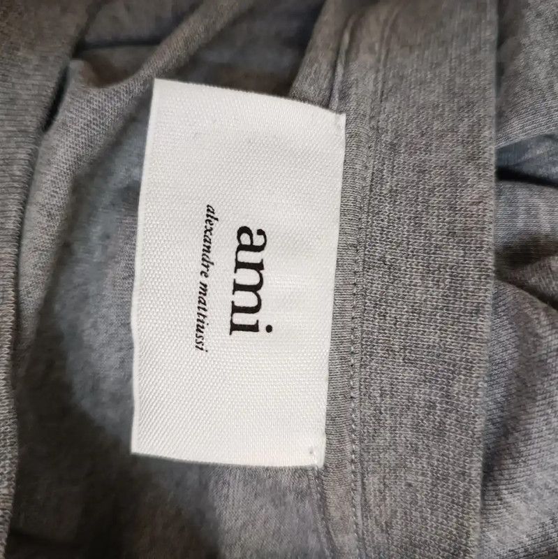AMI AMI Gray Women's T-Shirt with Heart Logo 0089 Size M / US 6-8 / IT 42-44 - 5 Thumbnail