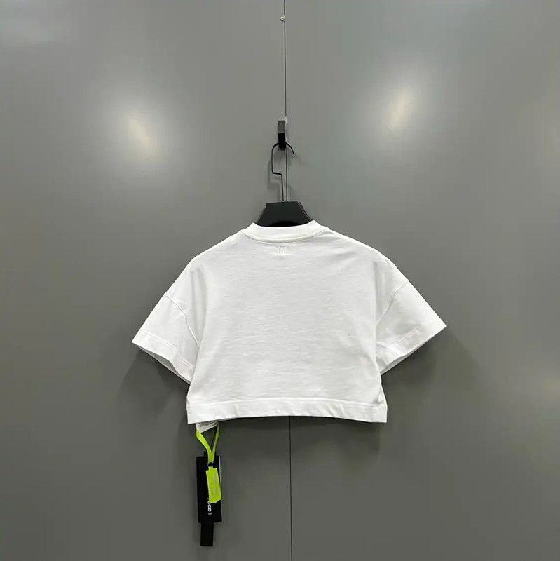 AMI Summer White Logo Crop T-Shirt 0089