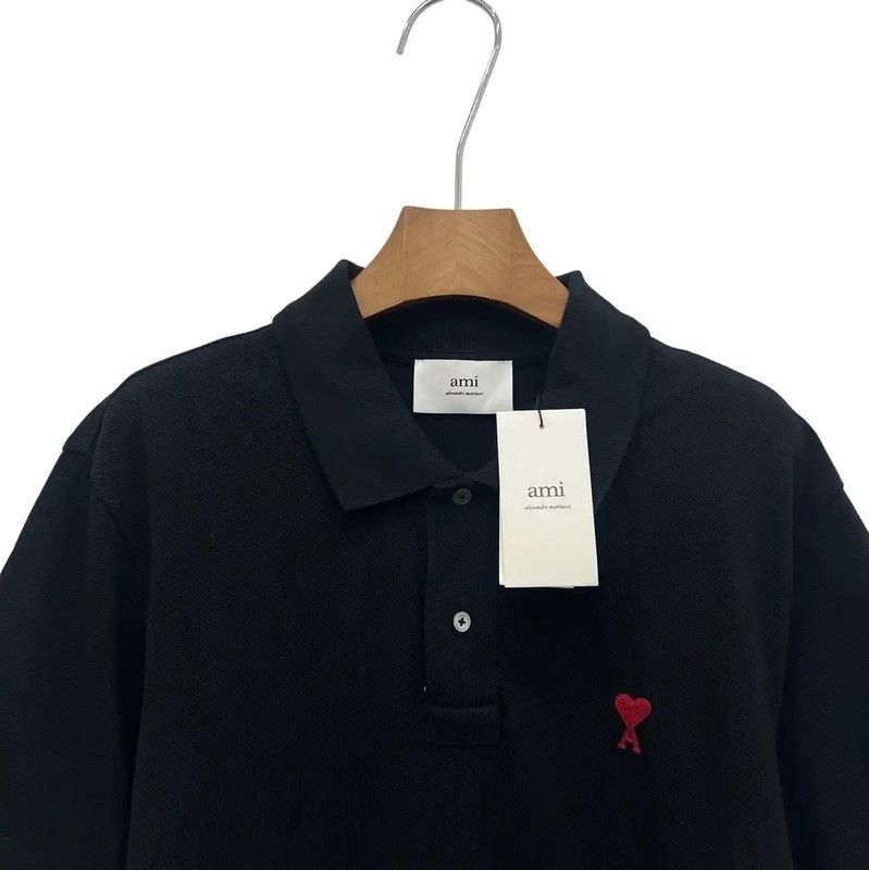 AMI AMI Women's Black Polo Shirt 0089 Size XL / US 12-14 / IT 48-50 - 2 Thumbnail