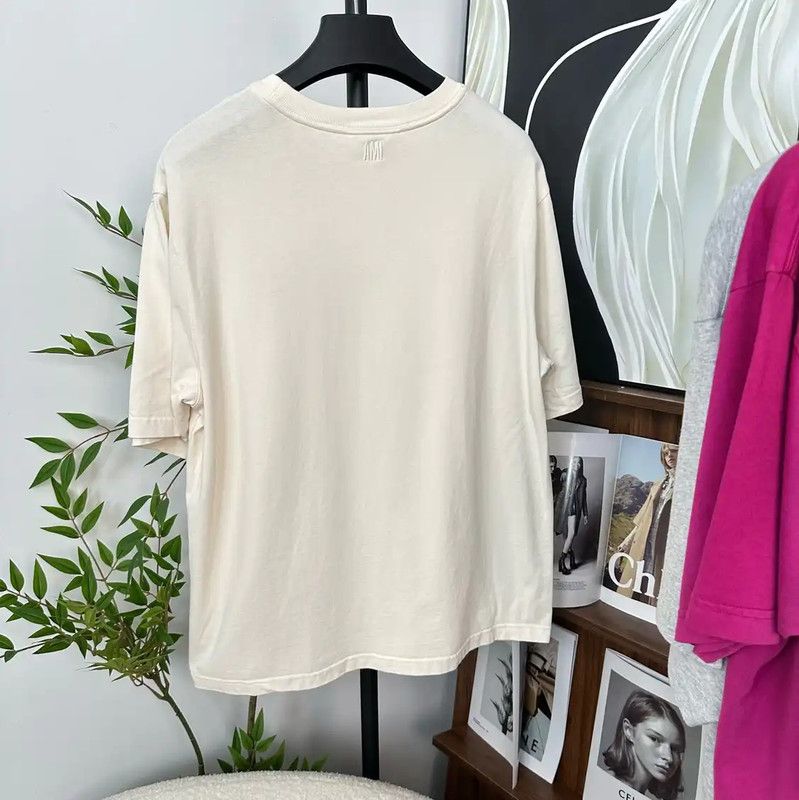 AMI AMI White Cotton Women's T-shirt with Paris Print 0089 Size L / US 10 / IT 46 - 2 Thumbnail
