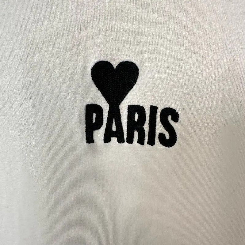 AMI AMI White Cotton Women's T-shirt with Paris Print 0089 Size L / US 10 / IT 46 - 4 Thumbnail
