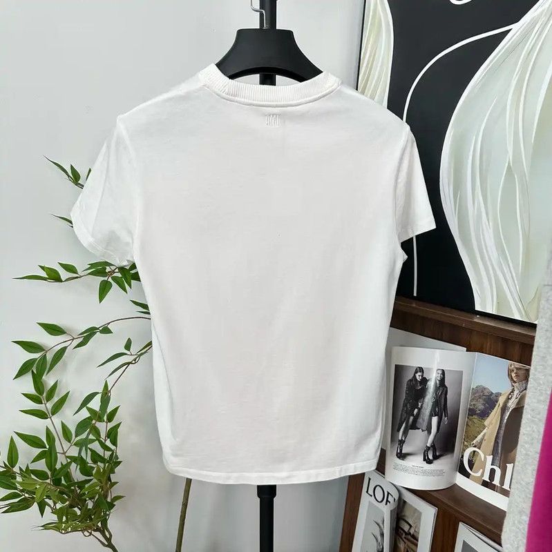 AMI AMI White Cotton Women’s T-Shirt with Paris Graphic 0089 Size S / US 4 / IT 40 - 2 Thumbnail