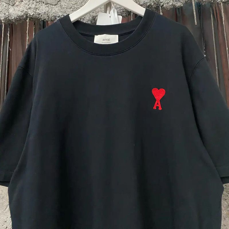 AMI AMI Black Cotton Short-Sleeve T-Shirt 0089 Size L / US 10 / IT 46 - 3 Thumbnail