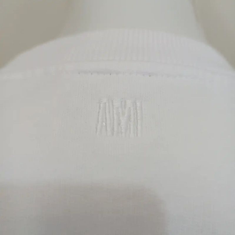 AMI AMI White Cotton Women's Top with Heart Logo 0089 Size S / US 4 / IT 40 - 6 Thumbnail