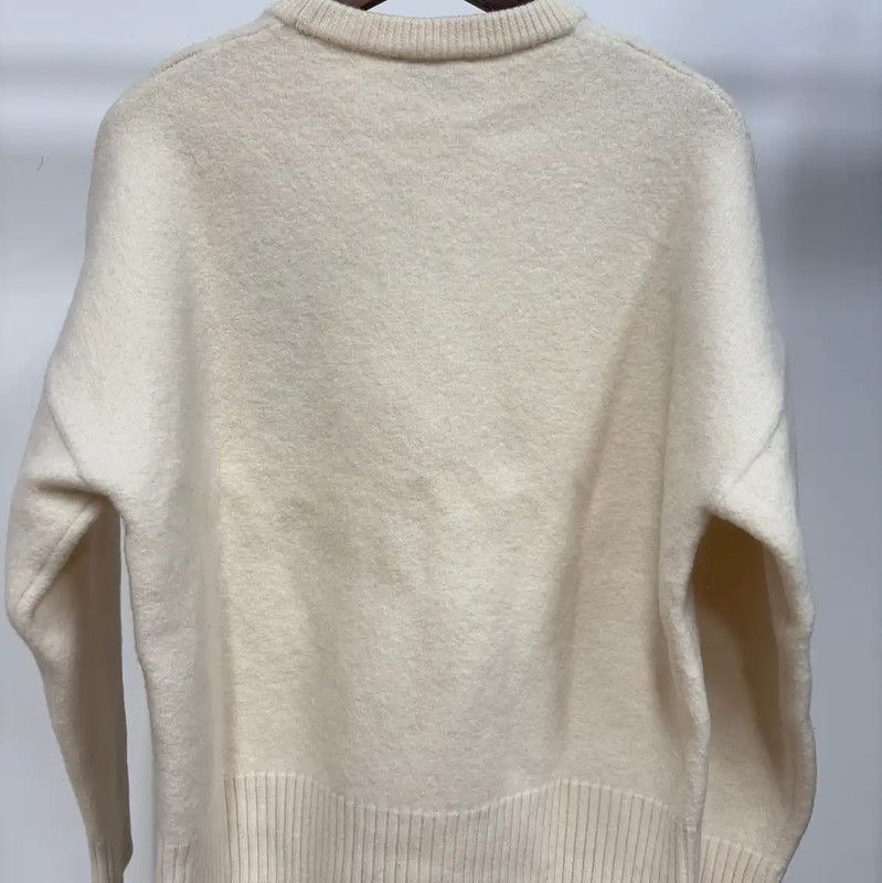 AMI AMI Women's White Knitted Sweater with Heart Logo 0089 Size XL / US 12-14 / IT 48-50 - 2 Thumbnail