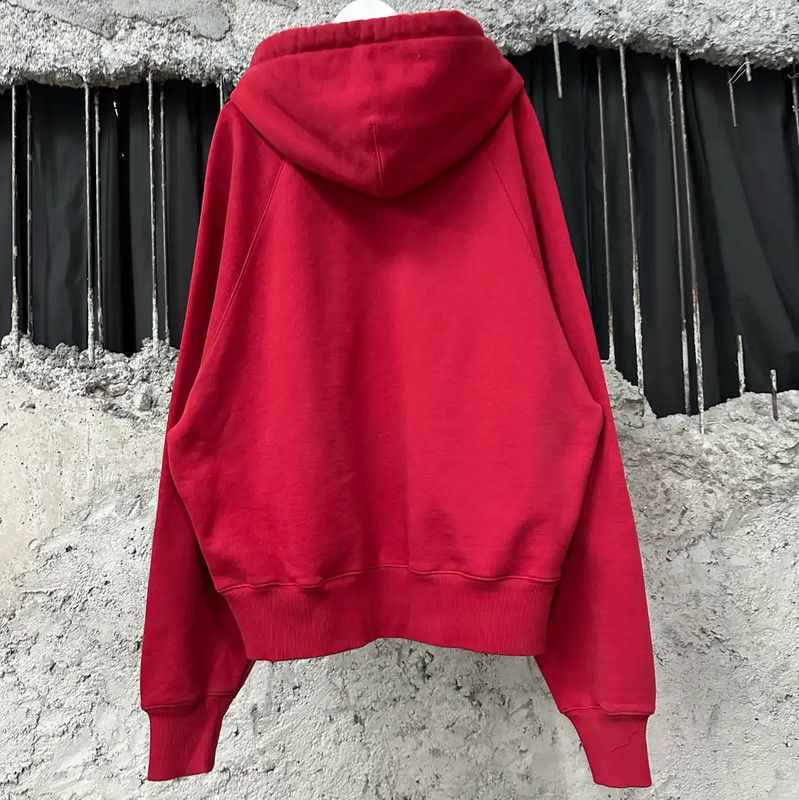 AMI AMI Red Cotton Long Sleeve Hoodie 0089 Size L / US 10 / IT 46 - 2 Thumbnail