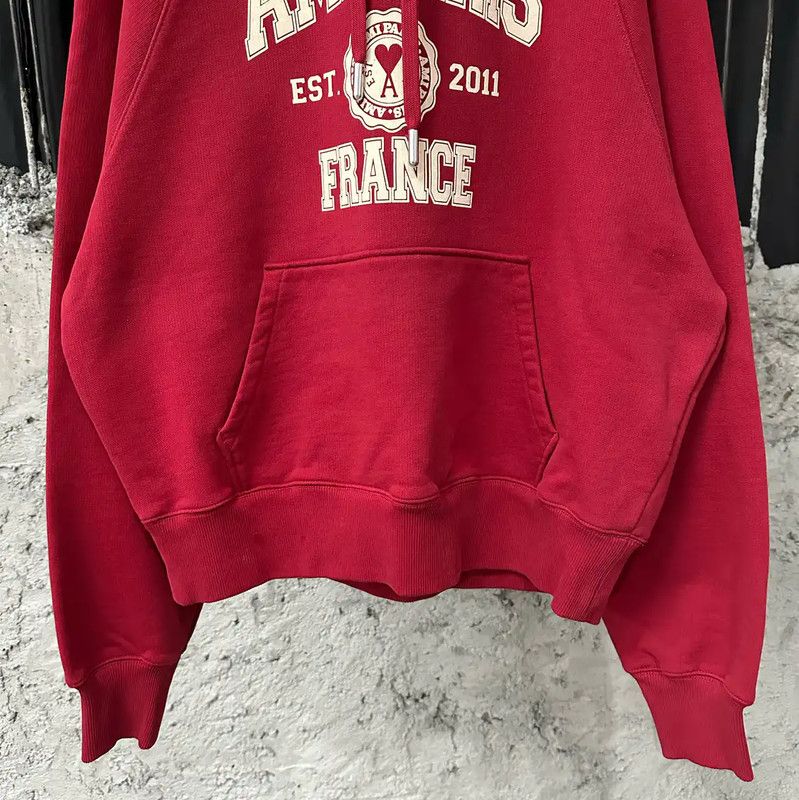 AMI AMI Red Cotton Long Sleeve Hoodie 0089 Size L / US 10 / IT 46 - 4 Thumbnail