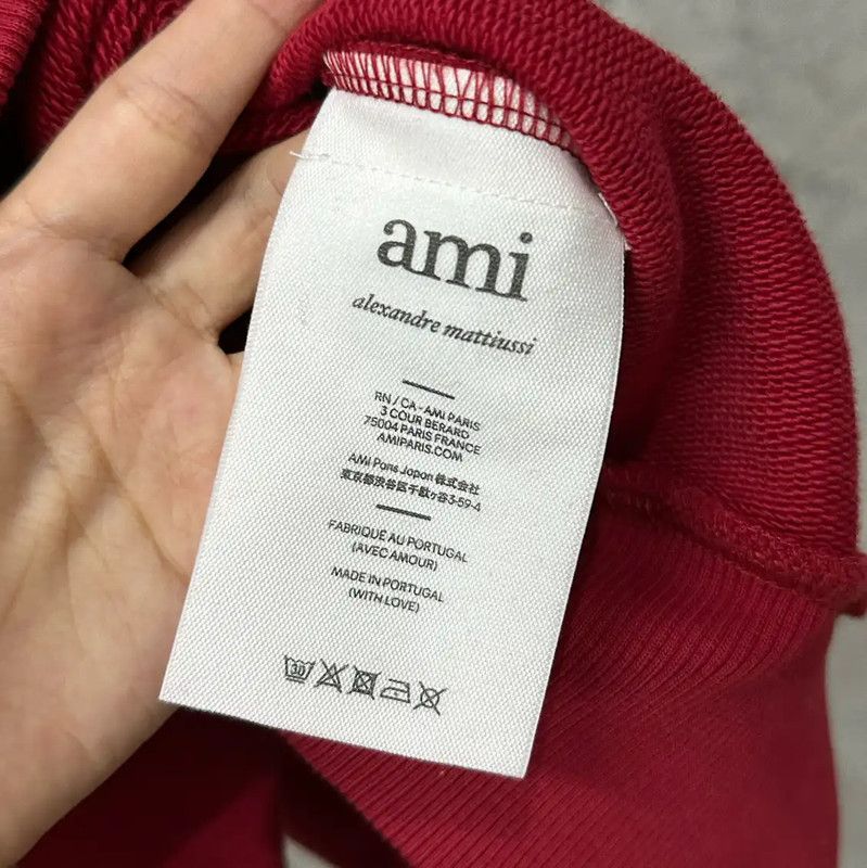AMI AMI Red Cotton Long Sleeve Hoodie 0089 Size L / US 10 / IT 46 - 7 Thumbnail