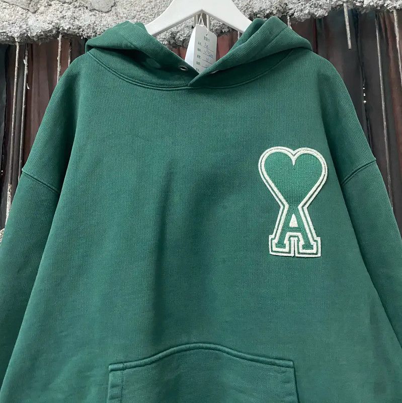 AMI AMI Long Sleeve Hoodie in Green 0089 Size L / US 10 / IT 46 - 3 Thumbnail