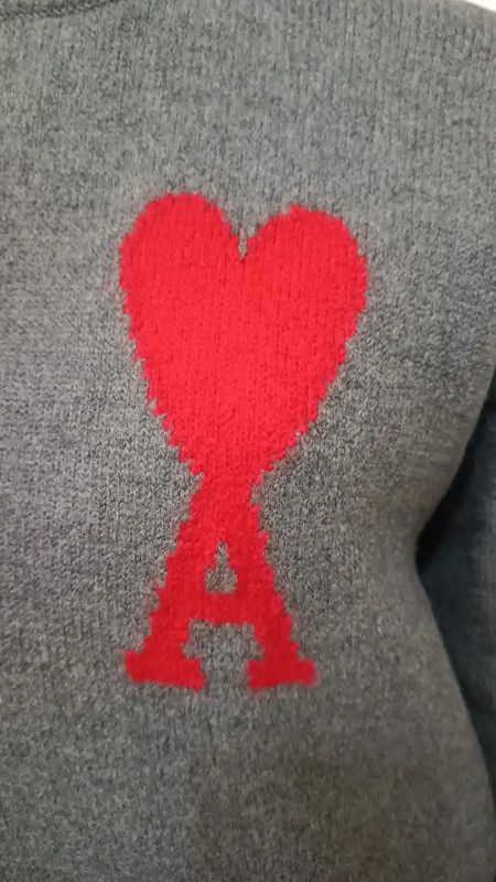 AMI AMI Grey Women's Sweater with Heart Logo 0089 Size S / US 4 / IT 40 - 3 Thumbnail