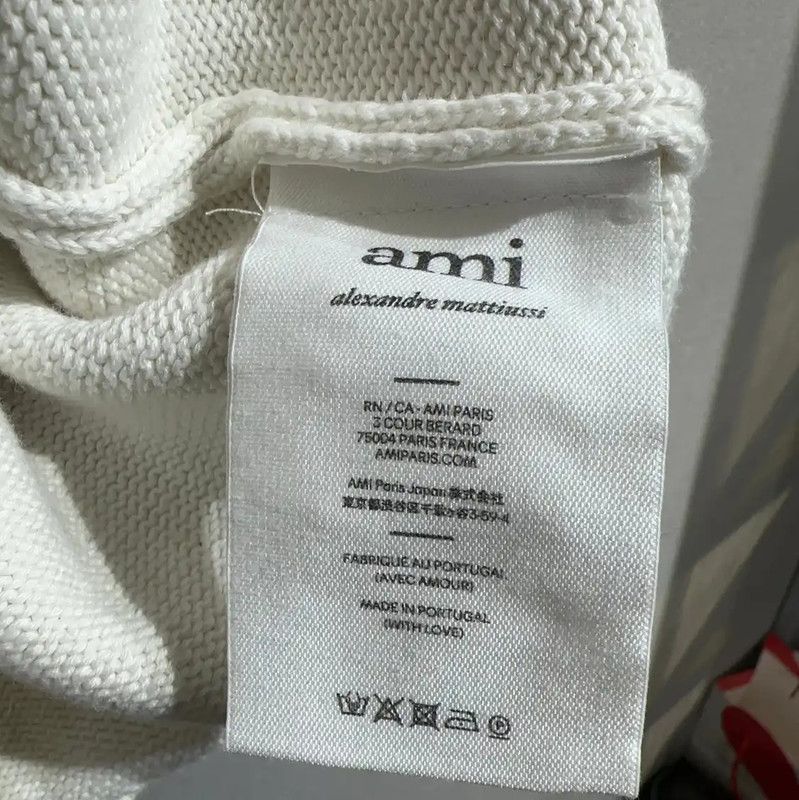 AMI AMI White Cotton Blend Sweater with Heart Logo 0089 Size M / US 6-8 / IT 42-44 - 5 Thumbnail