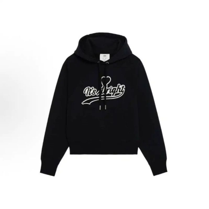 AMI AMI Black Cotton Women's Hoodie 0089 Size L / US 10 / IT 46 - 6 Thumbnail