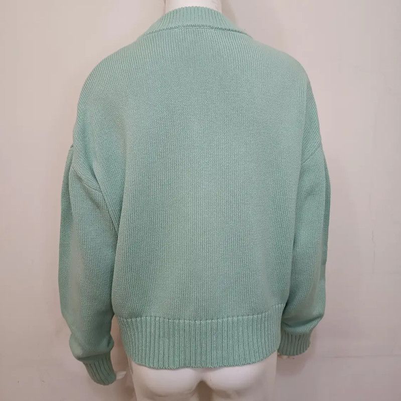 AMI AMI Green Cotton Women's Cardigan 0089 Size M / US 6-8 / IT 42-44 - 2 Thumbnail