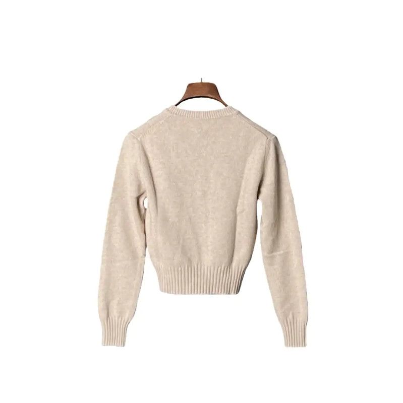 AMI AMI Brown Cashmere Cropped Sweater for Women 0089 Size S / US 4 / IT 40 - 2 Thumbnail