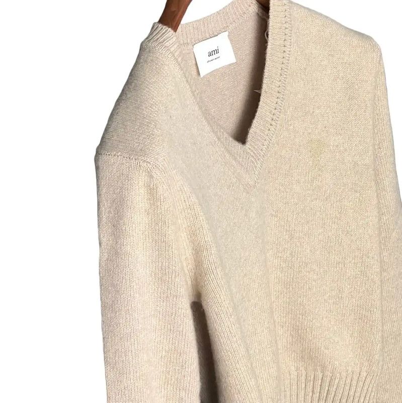 AMI AMI Brown Cashmere Cropped Sweater for Women 0089 Size S / US 4 / IT 40 - 5 Thumbnail