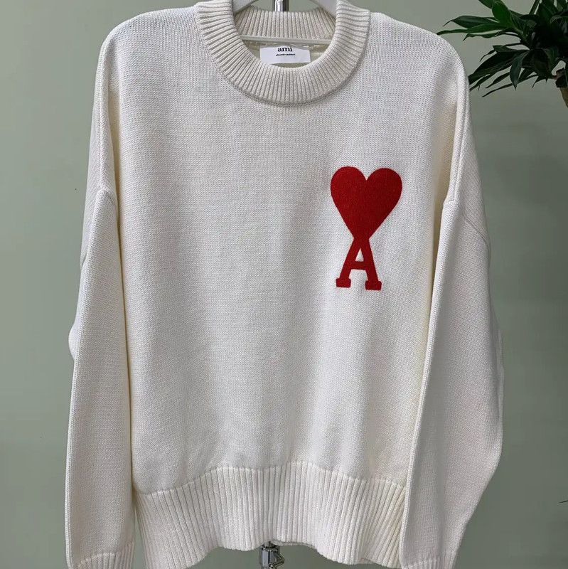 AMI AMI White Pullover Sweater with Heart Logo 0089 Size XS / US 0-2 / IT 36-38 - 2 Thumbnail