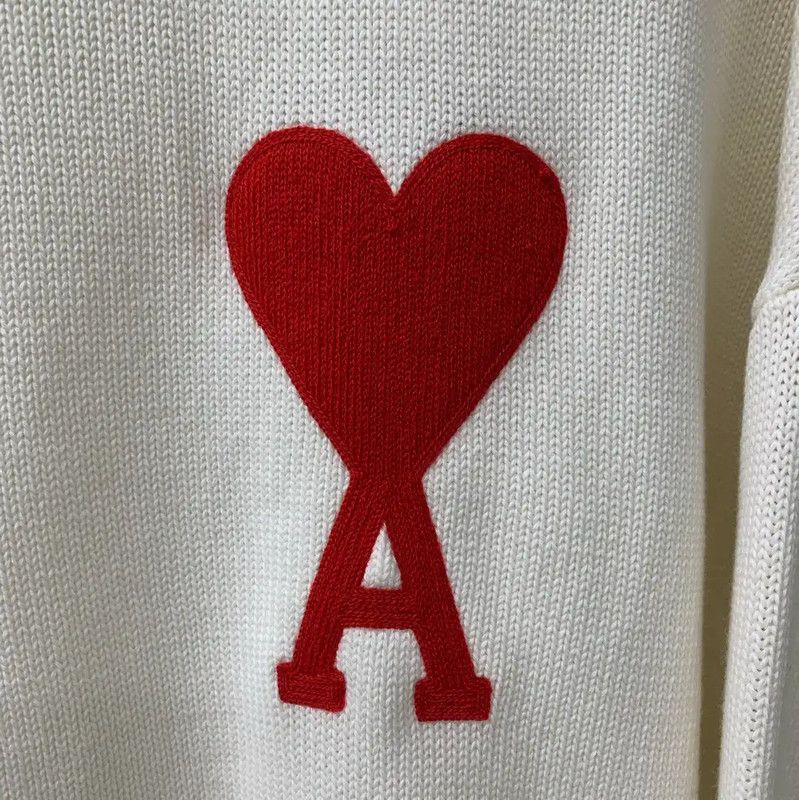 AMI AMI White Pullover Sweater with Heart Logo 0089 Size XS / US 0-2 / IT 36-38 - 4 Thumbnail