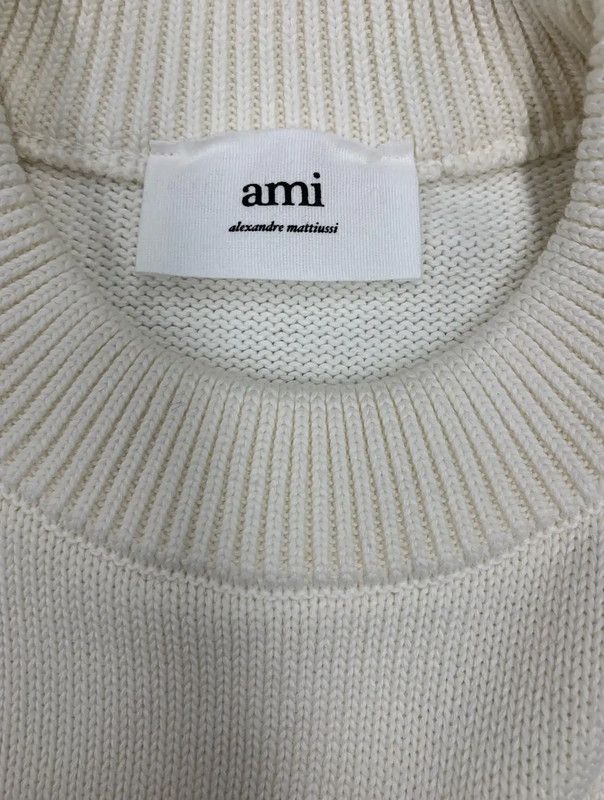 AMI AMI White Pullover Sweater with Heart Logo 0089 Size XS / US 0-2 / IT 36-38 - 5 Thumbnail