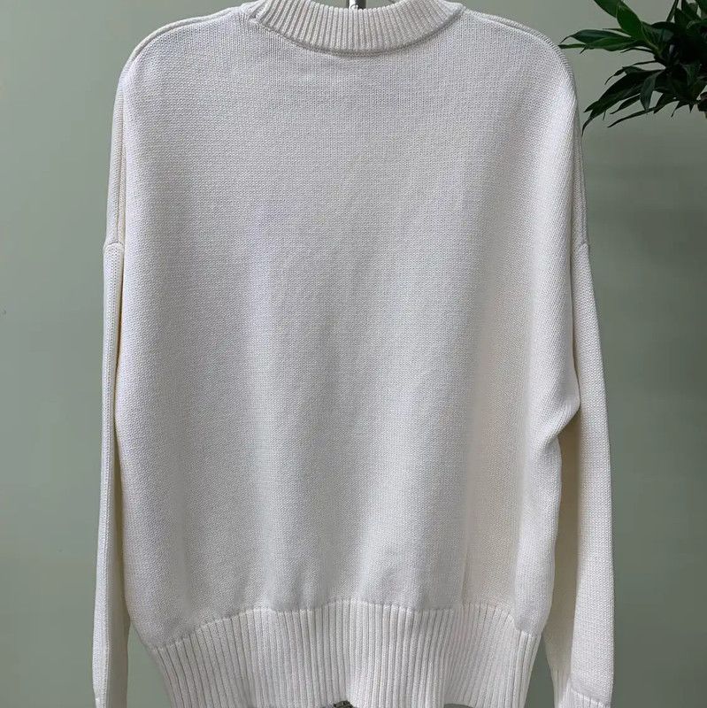 AMI AMI White Pullover Sweater with Heart Logo 0089 Size XS / US 0-2 / IT 36-38 - 3 Thumbnail