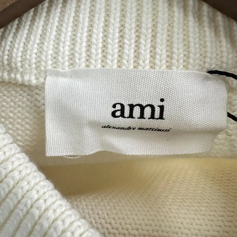 AMI AMI Cream Wool Sweater with Heart Design 0089 Size S / US 4 / IT 40 - 4 Thumbnail