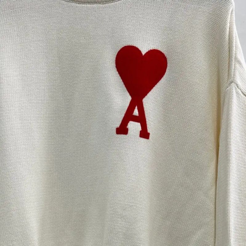 AMI AMI Cream Wool Sweater with Heart Design 0089 Size S / US 4 / IT 40 - 3 Thumbnail