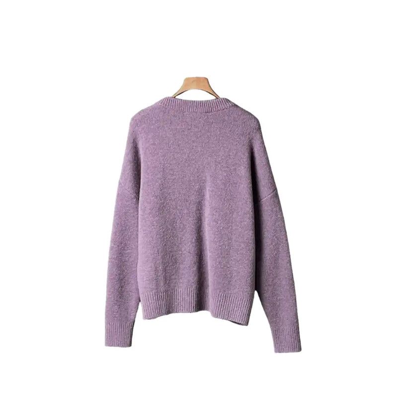 AMI AMI Purple Alpaca Wool Short Cardigan 0089 Size M / US 6-8 / IT 42-44 - 2 Thumbnail