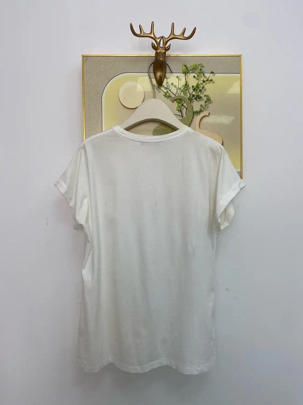 Balmain Balmain White Cotton Graphic Tee for Women 0089 Size M / US 6-8 / IT 42-44 - 2 Thumbnail
