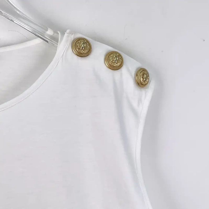 Balmain Balmain White Cotton Women's T-shirt 0089 Size S / US 4 / IT 40 - 3 Thumbnail