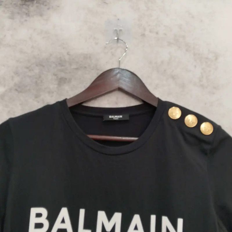 Balmain Balmain Women's Black Cotton Short Sleeve T-Shirt 0089 Size S / US 4 / IT 40 - 3 Thumbnail