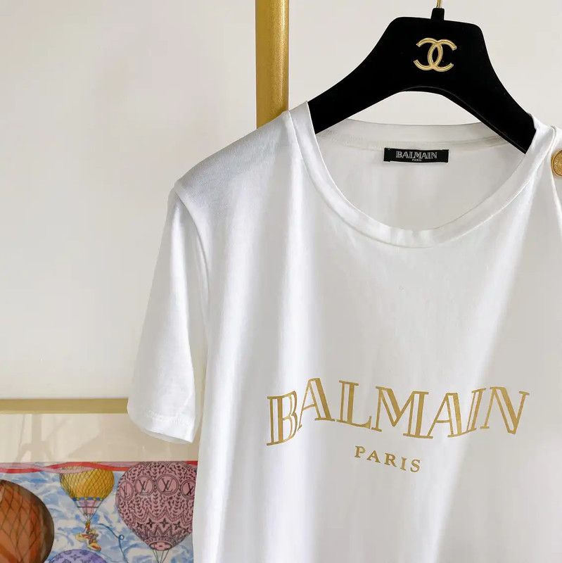 Balmain Balmain Women's White Cotton Short Sleeve T-Shirt 0089 Size XS / US 0-2 / IT 36-38 - 3 Thumbnail
