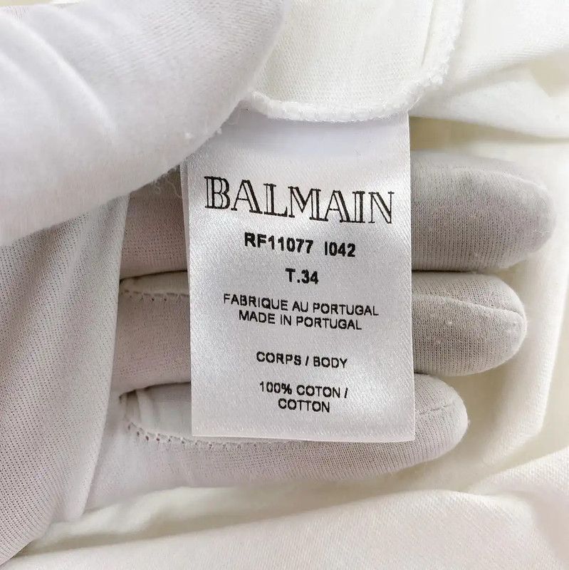 Balmain Balmain Women's White Cotton Short Sleeve T-Shirt 0089 Size XS / US 0-2 / IT 36-38 - 8 Thumbnail