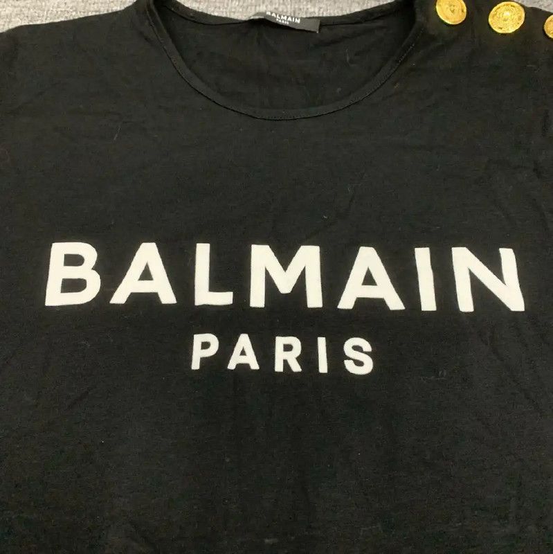 Balmain Balmain Black Cotton T-Shirt for Women 0089 Size S / US 4 / IT 40 - 9 Thumbnail