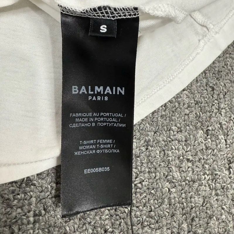 Balmain Balmain Women's White Cotton T-Shirt 0089 Size M / US 6-8 / IT 42-44 - 4 Thumbnail