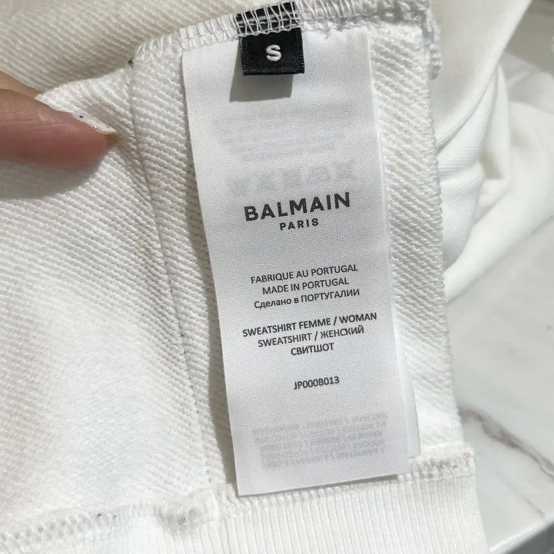 Balmain Balmain White Cotton Women's Hoodie 0089 Size S / US 4 / IT 40 - 6 Thumbnail