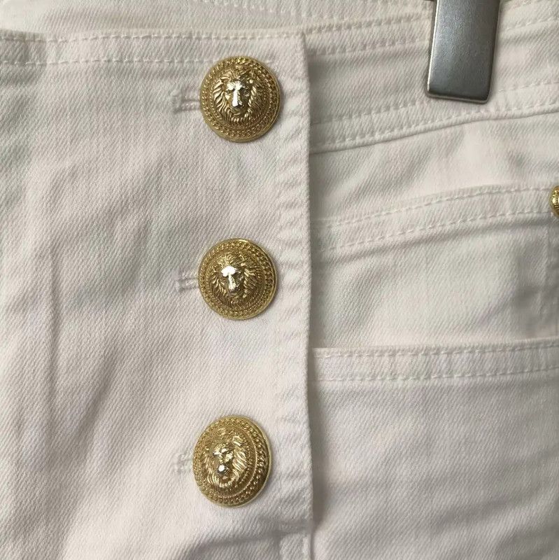Balmain Balmain White Cotton Women's Denim Pants 0089 Size 22" - 4 Thumbnail