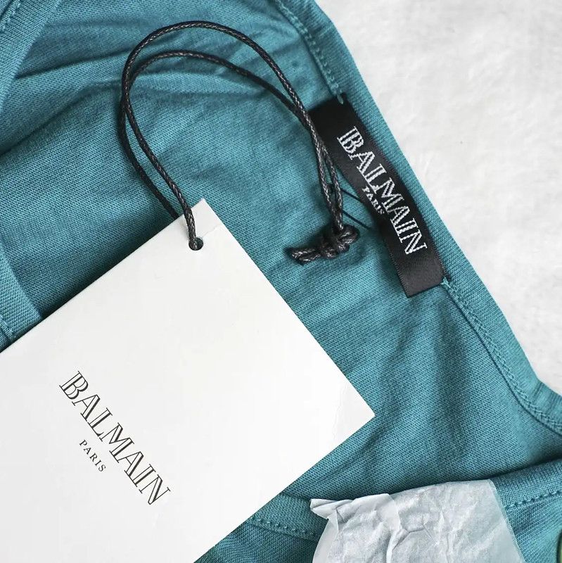 Balmain Balmain Blue Cotton Short Sleeve T-Shirt 0089 Size S / US 4 / IT 40 - 4 Thumbnail