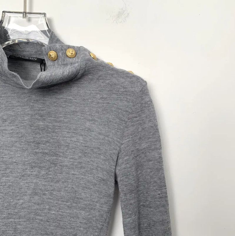 Balmain Balmain Grey Wool T-Shirt for Women 0089 Size XS / US 0-2 / IT 36-38 - 3 Thumbnail