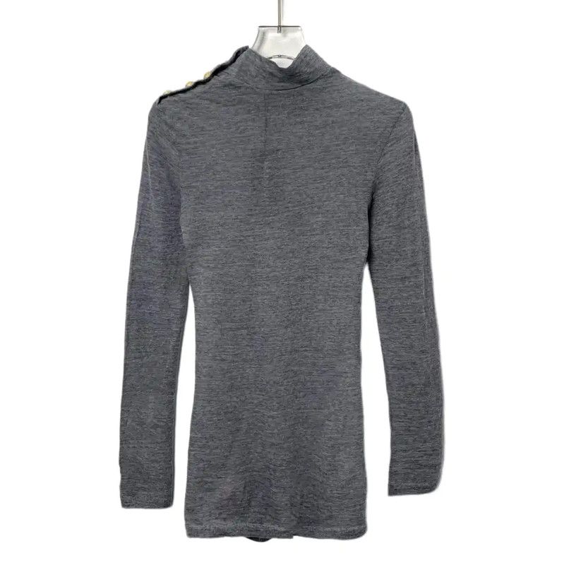Balmain Balmain Grey Wool T-Shirt for Women 0089 Size XS / US 0-2 / IT 36-38 - 2 Thumbnail